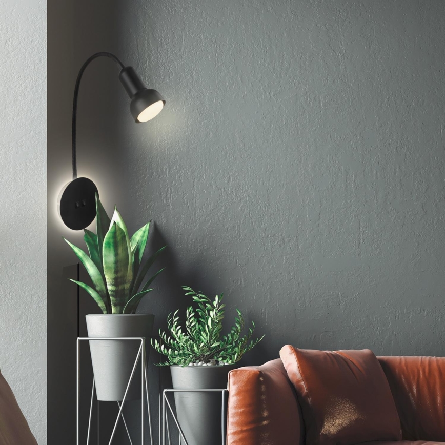 Briloner 2178015 - LED Nástenná flexibilná lampa 1xE14/10W/230V + LED/3W čierna