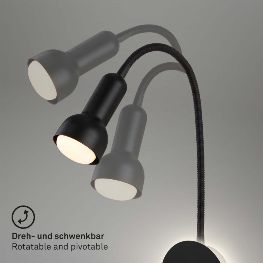 Briloner 2178015 - LED Nástenná flexibilná lampa 1xE14/10W/230V + LED/3W čierna