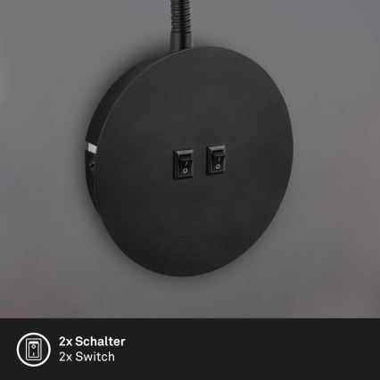 Briloner 2178015 - LED Nástenná flexibilná lampa 1xE14/10W/230V + LED/3W čierna