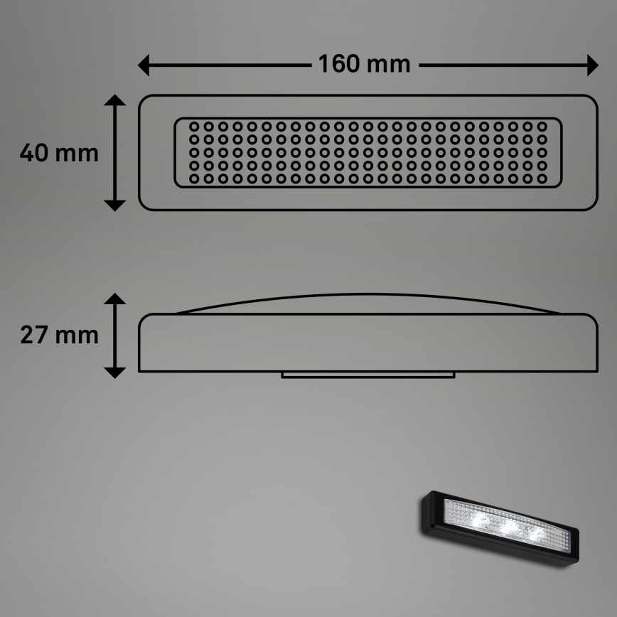 Briloner 2689-035 - LED Dotykové orientačné svietidlo LERO LED/0,18W/3xAAA čierna