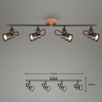 Briloner 2872-045 - LED Bodové svietidlo TAHUN 4xGU10/5W/230V 3000K hnedá