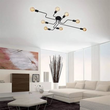 Briloner 2888-085 - Prisadený luster FARETTO 8xE27/60W/230V čierna