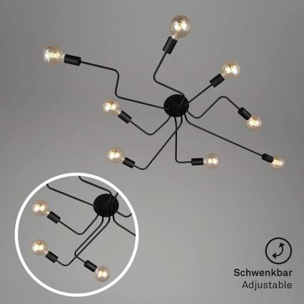 Briloner 2888-085 - Prisadený luster FARETTO 8xE27/60W/230V čierna