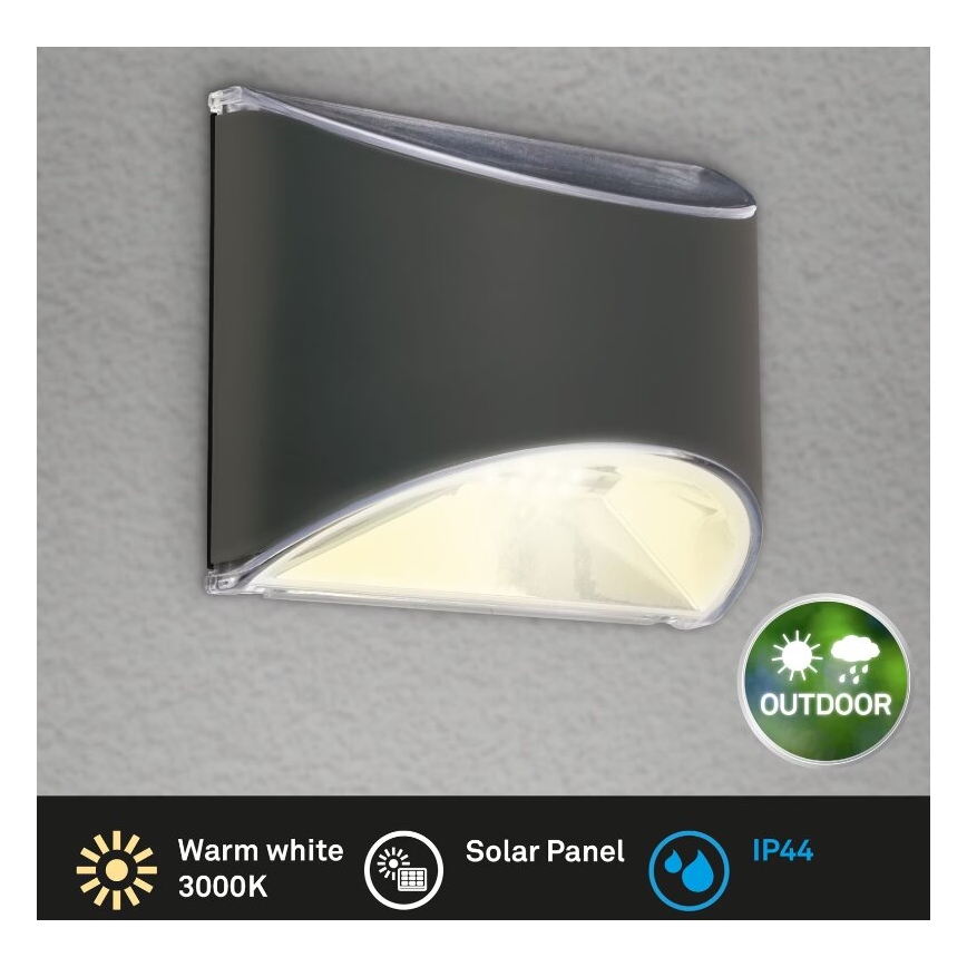 Briloner 3133015 - LED Solárne nástenné svietidlo LED/2W/3,7V IP44 3000K