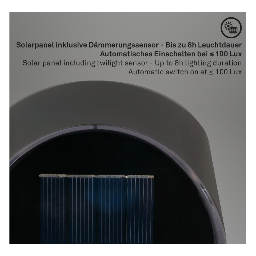 Briloner 3133015 - LED Solárne nástenné svietidlo LED/2W/3,7V IP44 3000K
