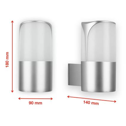 Briloner 320304TF - Vonkajšie nástenné svietidlo 1xE27/12W/230V IP44 strieborné