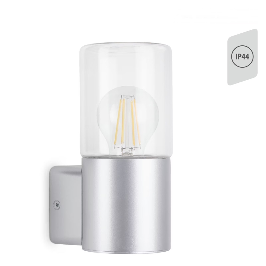 Briloner 320504TF - Vonkajšie nástenné svietidlo 1xE27/12W/230V IP44 strieborná
