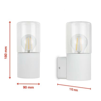 Briloner 320506TF - Vonkajšie nástenné svietidlo 1xE27/12W/230V IP44 biela