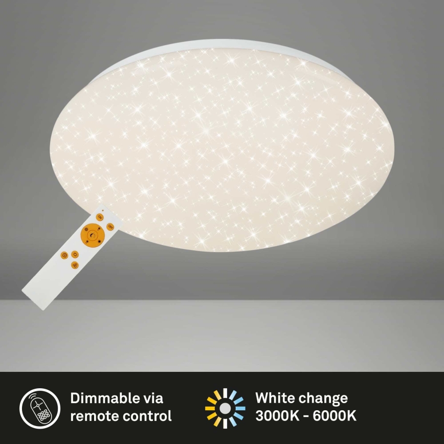 Briloner 3373-016 - LED stmievateľné stropné svietidlo STARRY LED/15W/230V 3000–6500K Ø 28 cm biele + diaľkové ovládanie
