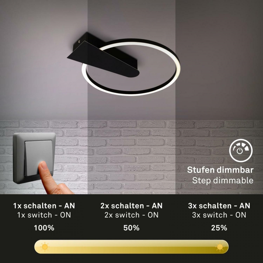 Briloner 3542-015 - LED Stmievateľné stropné svietidlo NICO LED/12W/230V čierna