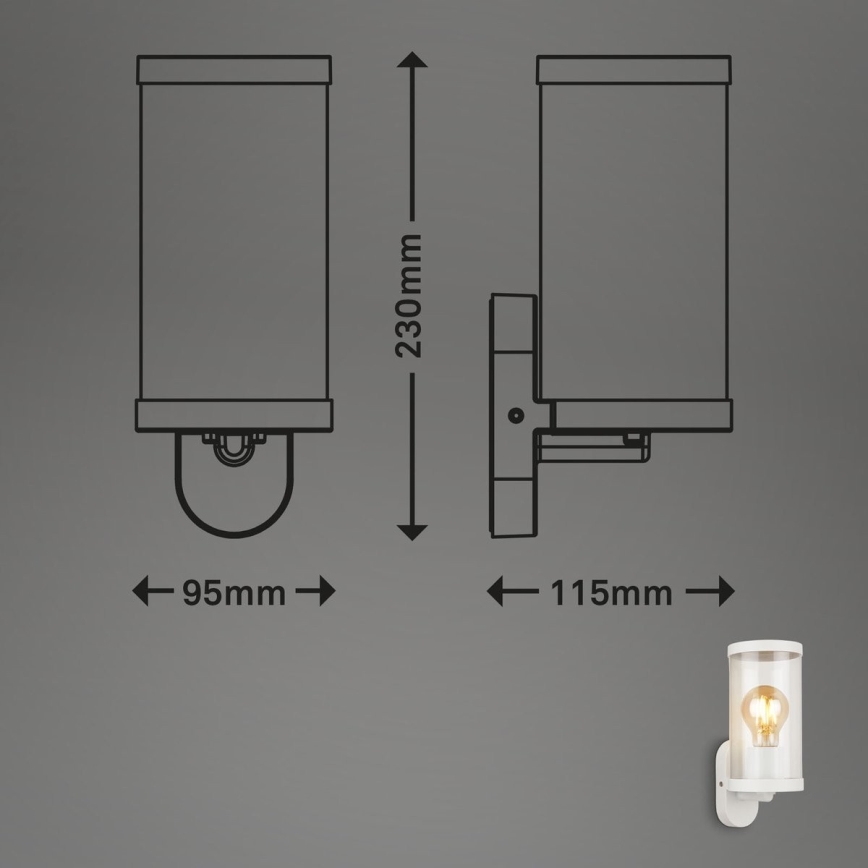 Briloner 3600-016 - Vonkajšie nástenné svietidlo KAIRO 1xE27/12W/230V IP44 biela