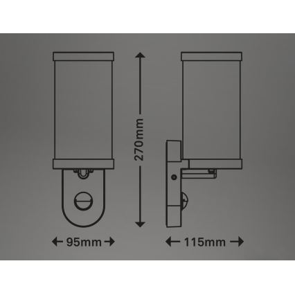 Briloner 3628-016 - Vonkajšie nástenné svietidlo so senzorom 1xE27/12W/230V IP44 biela