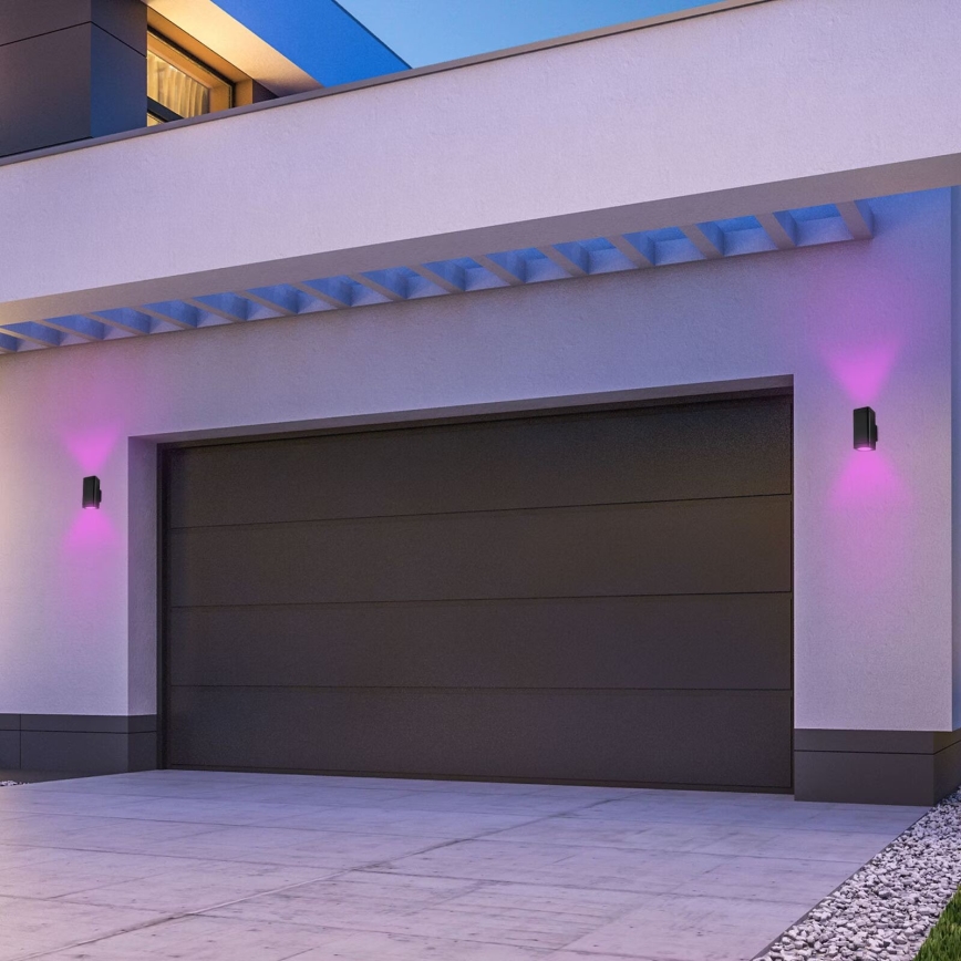 Briloner 3675-025 - LED RGBW Stmievateľné vonkajšie nástenné svietidlo 2xLED/8,5W/230V 3000-6500K Wi-Fi Tuya IP44 čierna