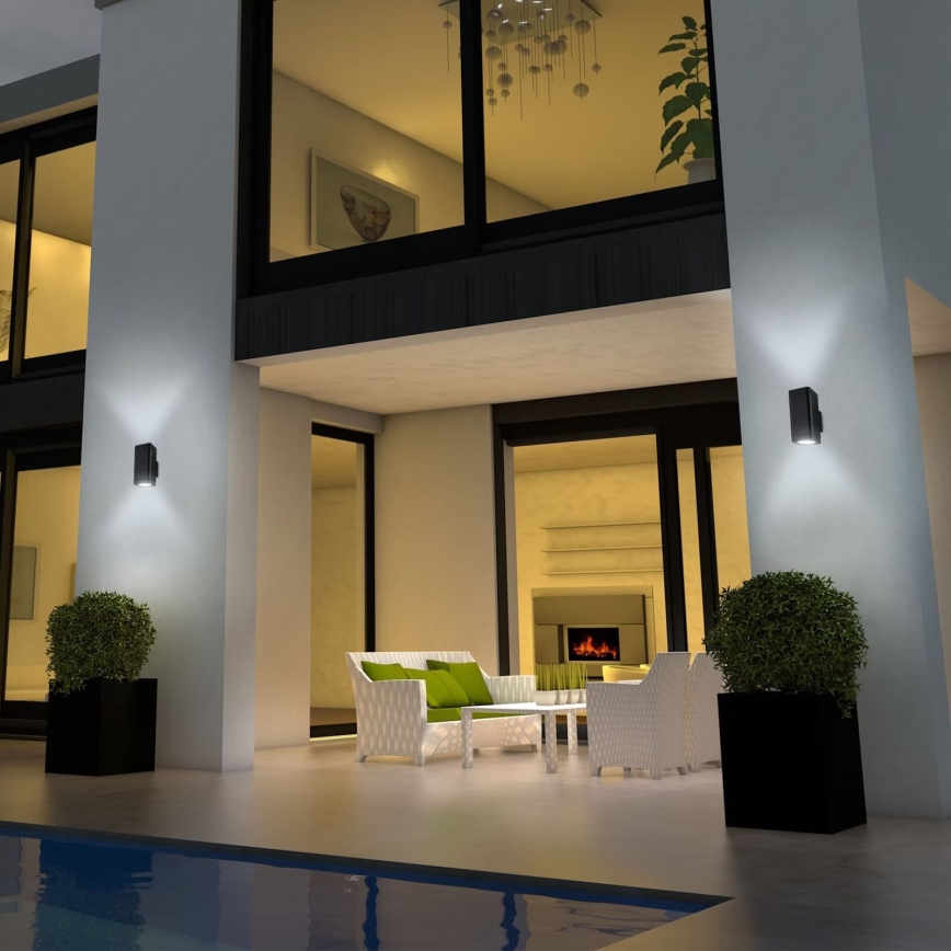 Briloner 3675-025 - LED RGBW Stmievateľné vonkajšie nástenné svietidlo 2xLED/8,5W/230V 3000-6500K Wi-Fi Tuya IP44 čierna