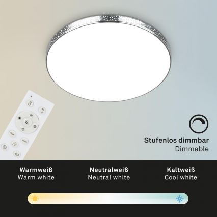 Briloner 3679-018 - LED RGB Stmievateľné kúpeľňové stropné svietidlo MAGA LED/18,5W/230V 3000-6500K pr. 35,5 cm + diaľkové ovládanie