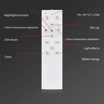 Briloner 3679-018 - LED RGB Stmievateľné kúpeľňové stropné svietidlo MAGA LED/18,5W/230V 3000-6500K pr. 35,5 cm + diaľkové ovládanie