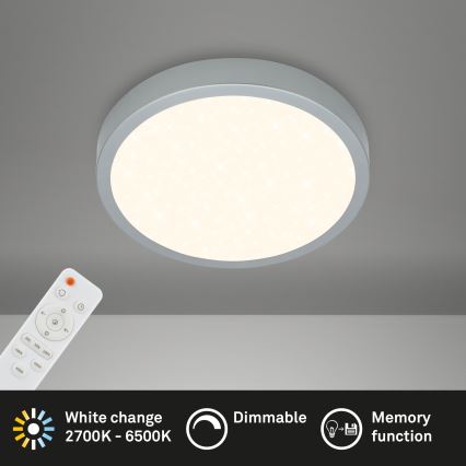 Briloner 3701-014 - LED Stmievateľné stropné svietidlo RUNA LED/18W/230V 2700-6500K strieborná + diaľkové ovládanie