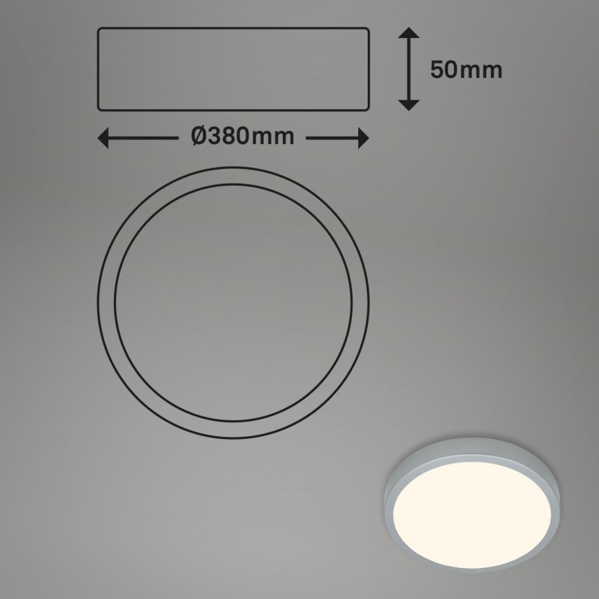 Briloner 3703-014 - LED Stropné svietidlo RUNA LED/24W/230V 3000K pr. 38 cm strieborná