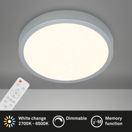 Briloner 3704-014-LED Stmievateľné stropné svietidlo RUNA LED/22W/230V 2700-6500K strieborná + diaľkové ovládanie