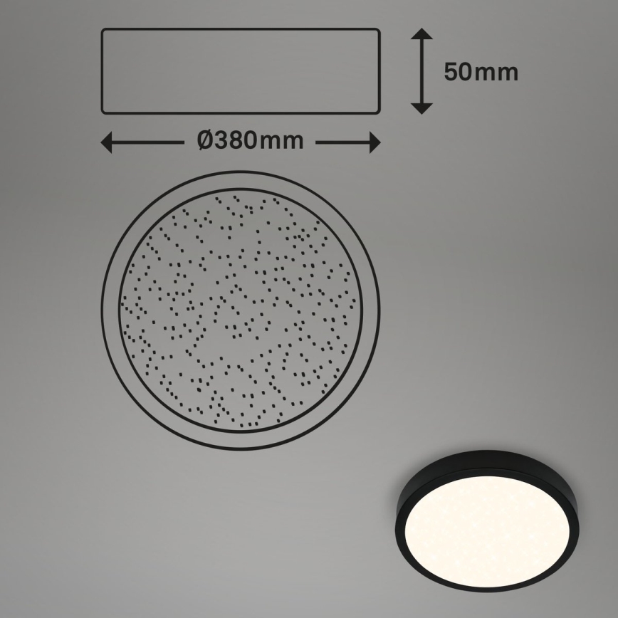 Briloner 3704-015 - LED Stmievateľné stropné svietidlo RUNA LED/22W/230V 2700-6500K čierna + diaľkové ovládanie