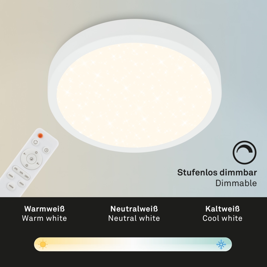 Briloner 3704-016 - LED Stmievateľné stropné svietidlo RUNA LED/22W/230V 2700-6500K biela + diaľkové ovládanie