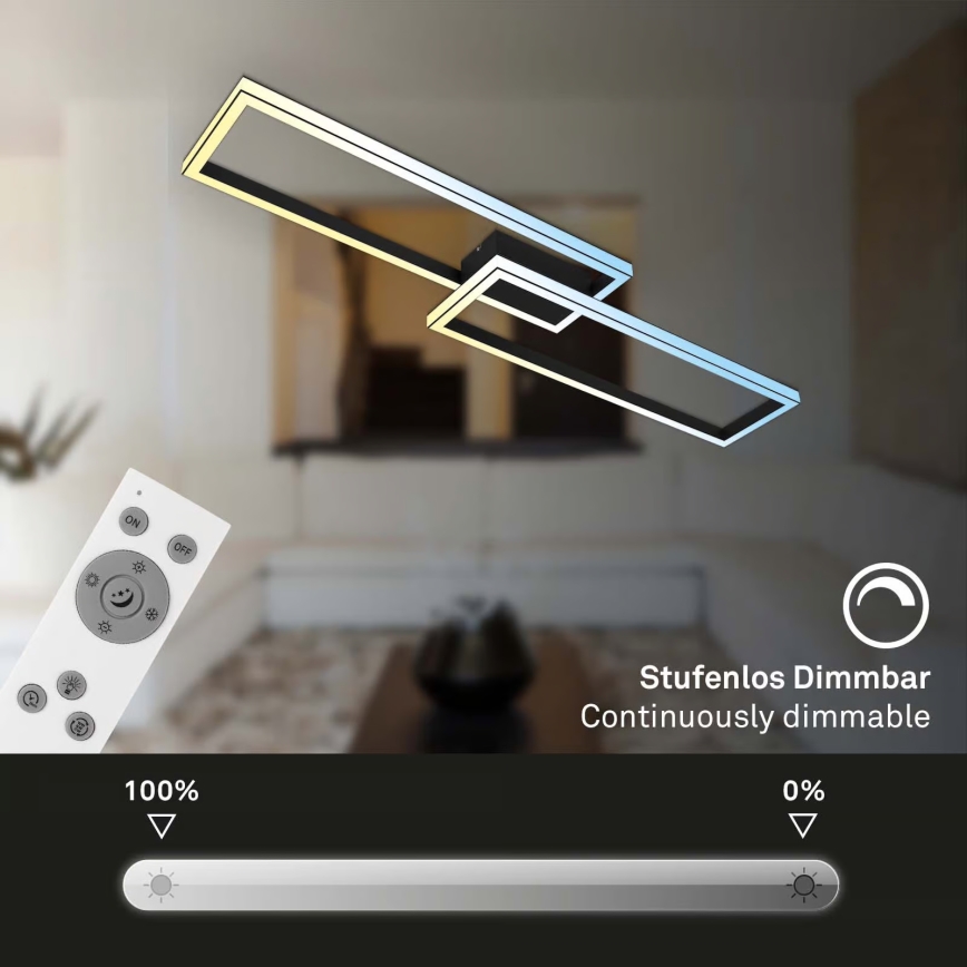 Briloner 3761015 - LED stmievateľné stropné svietidlo LED/45W/230V 2700-6500K čierna + diaľkové ovládanie