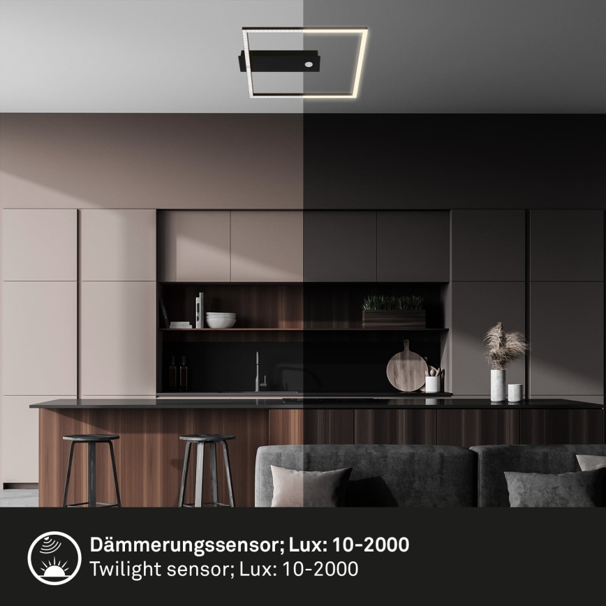 Briloner 3770-015 - LED stropné svietidlo so snímačom pohybu a súmraku FRAME LED/14W/230V 3000K 30x32 cm čierne