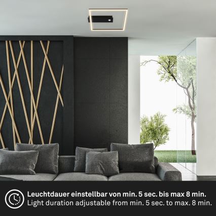 Briloner 3770-015 - LED stropné svietidlo so snímačom pohybu a súmraku FRAME LED/14W/230V 3000K 30x32 cm čierne