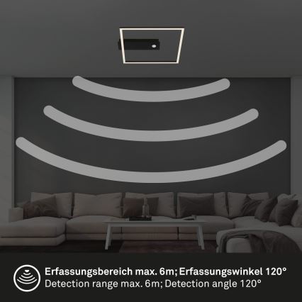 Briloner 3770-015 - LED stropné svietidlo so snímačom pohybu a súmraku FRAME LED/14W/230V 3000K 30x32 cm čierne