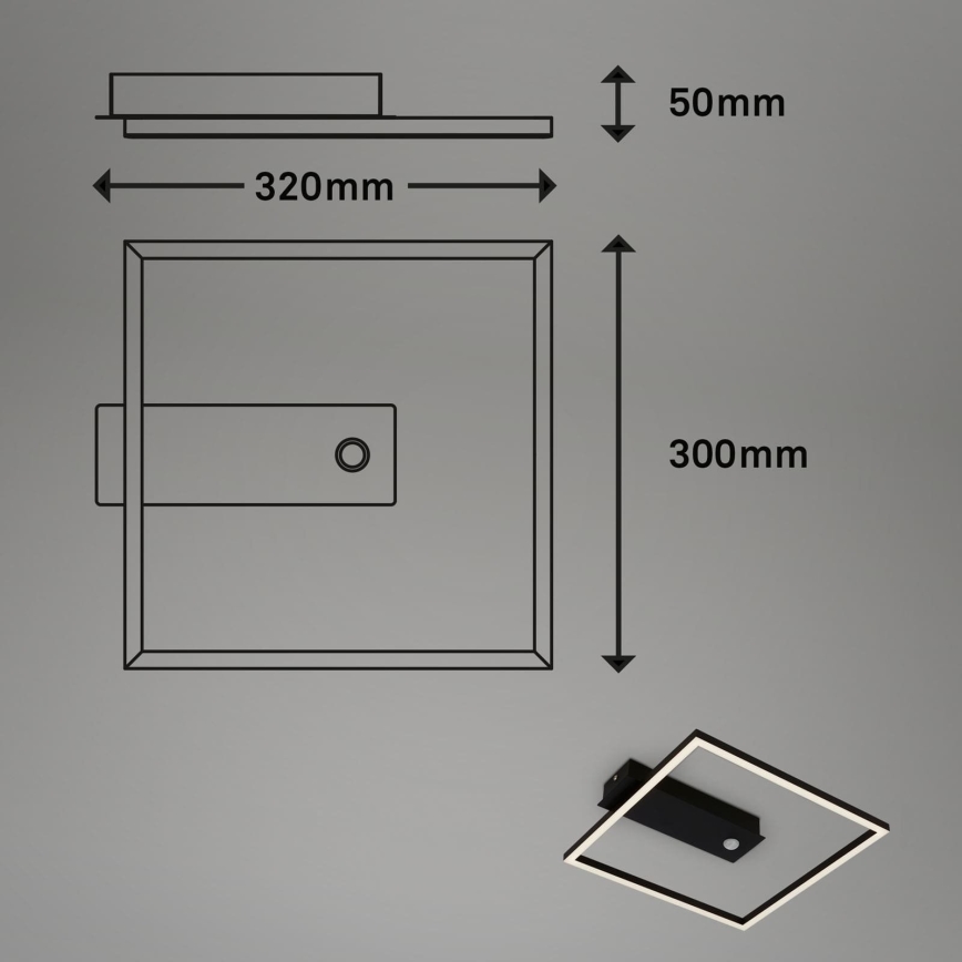 Briloner 3770-015 - LED stropné svietidlo so snímačom pohybu a súmraku FRAME LED/14W/230V 3000K 30x32 cm čierne