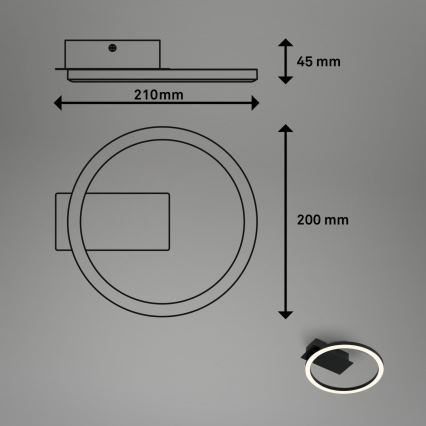 Briloner 3778-015 - LED Stropné svietidlo FRAME LED/5W/230V pr. 20 cm čierna