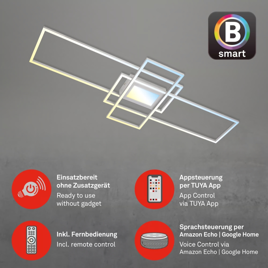 Briloner 3812019 - LED stmievateľné stropné svietidlo RAM LED/56W/230V Wi-Fi Tuya 111x42 cm + diaľkové ovládanie