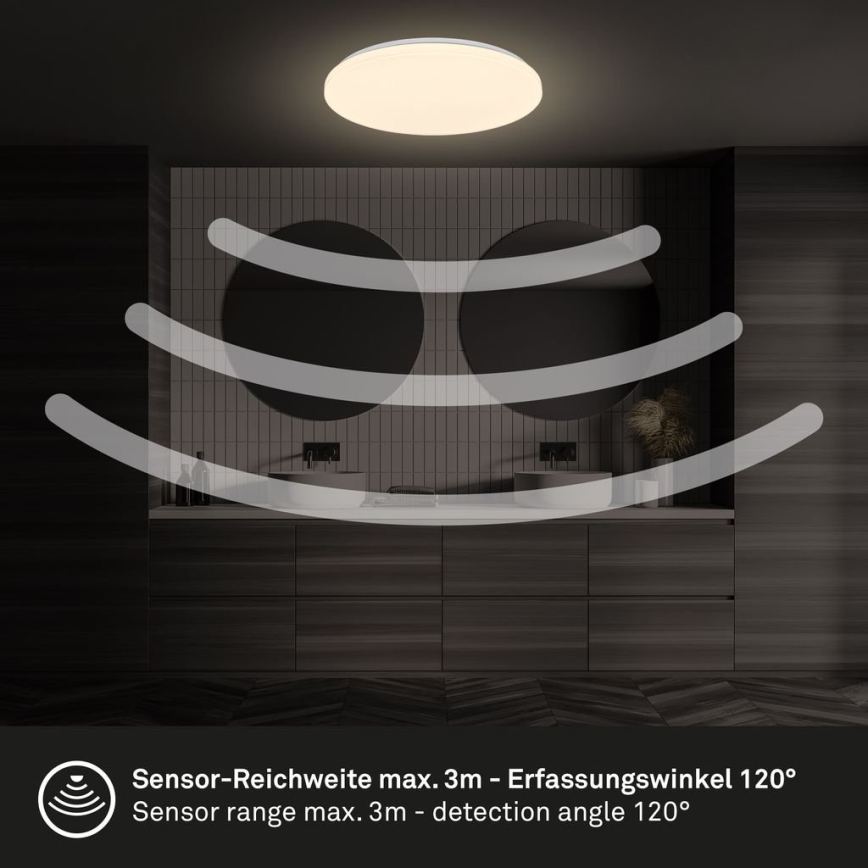 Briloner 3827-016 - LED kúpeľňové stropné svietidlo so senzorom WALK LED/13W/230V IP54 priemer 27 cm biela