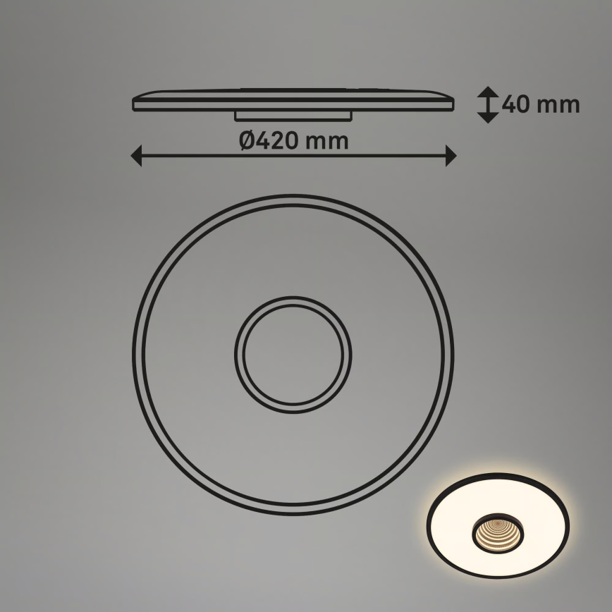 Briloner 3847015 - LED stropné svietidlo TORO LED/18W/230V pr. 42 cm čierna