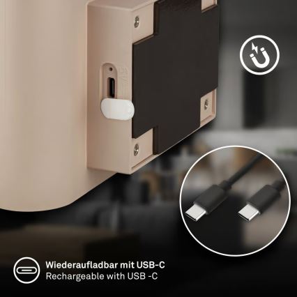 Briloner 3878011 - LED nabíjacie nástenné svietidlo s pohybovým a súmrakovým senzorom CHAT LED/3W/5V 2000 mAh béžové