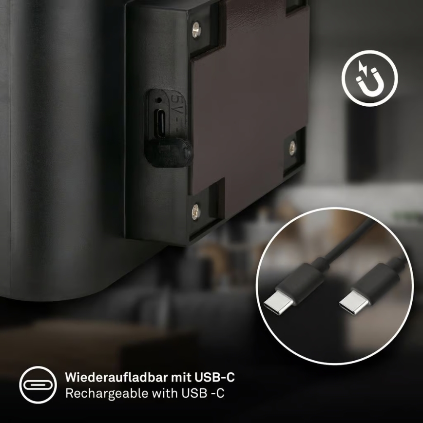 Briloner 3878015 - LED nabíjacie nástenné svietidlo s pohybovým a súmrakovým senzorom CHAT LED/3W/5V 2000 mAh čierna