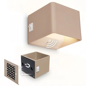 Briloner 3879011 - LED Dobíjateľné nástenné svietidlo so snímačom pohybu a súmraku BORRA LED/1,5W/5V 3600 mAh béžová