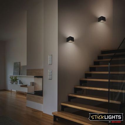 Briloner 3879015 - LED nabíjateľné nástenné svietidlo s pohybovým a súmrakovým senzorom BORRA LED/1,5W/5V 3600 mAh čierne