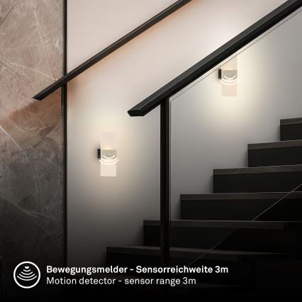 Briloner 3888012 - LED nabíjateľné nástenné svietidlo s pohybovým a súmrakovým senzorom AURA LED/2,5W/5V 1800 mAh matný chróm