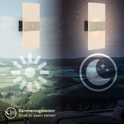 Briloner 3888012 - LED nabíjateľné nástenné svietidlo s pohybovým a súmrakovým senzorom AURA LED/2,5W/5V 1800 mAh matný chróm