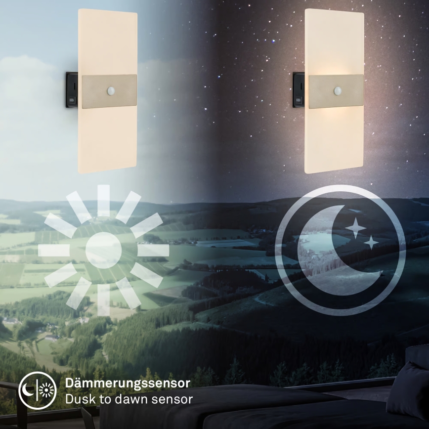 Briloner 3888012 - LED nabíjateľné nástenné svietidlo s pohybovým a súmrakovým senzorom AURA LED/2,5W/5V 1800 mAh matný chróm