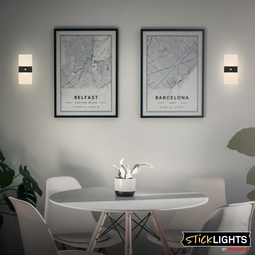 Briloner 3888015 - LED nabíjacie nástenné svietidlo s pohybovým a súmrakovým senzorom AURA LED/2,5W/5V 1800 mAh čierne