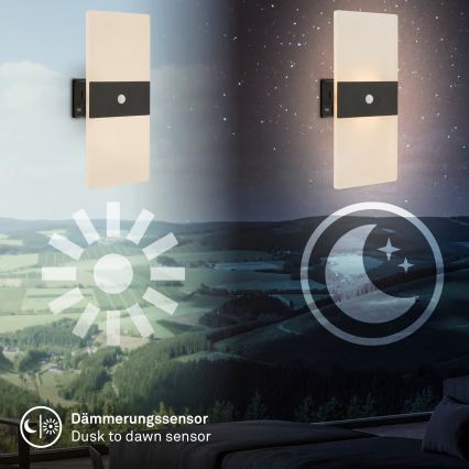 Briloner 3888015 - LED nabíjacie nástenné svietidlo s pohybovým a súmrakovým senzorom AURA LED/2,5W/5V 1800 mAh čierne