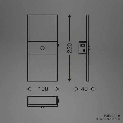 Briloner 3888015 - LED nabíjacie nástenné svietidlo s pohybovým a súmrakovým senzorom AURA LED/2,5W/5V 1800 mAh čierne