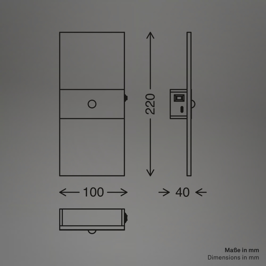 Briloner 3888015 - LED nabíjacie nástenné svietidlo s pohybovým a súmrakovým senzorom AURA LED/2,5W/5V 1800 mAh čierne