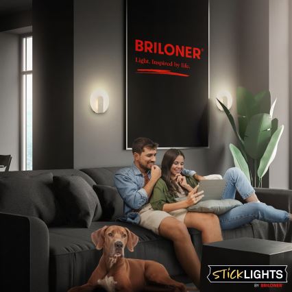 Briloner 3889012 - LED nabíjateľné nástenné svietidlo s pohybovým a súmrakovým senzorom TARO LED/2,5W/5V 1800 mAh matný chróm