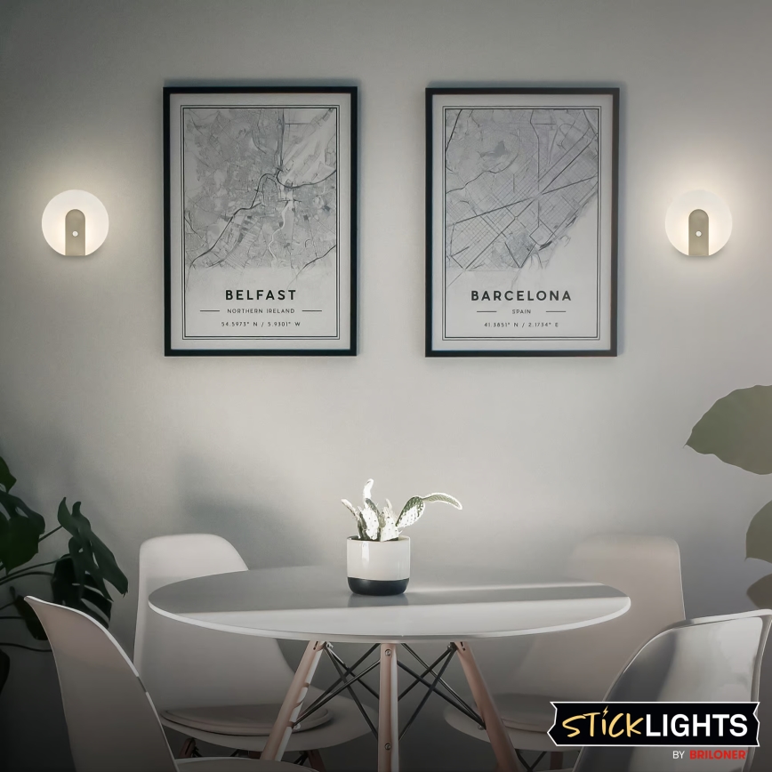 Briloner 3889012 - LED nabíjateľné nástenné svietidlo s pohybovým a súmrakovým senzorom TARO LED/2,5W/5V 1800 mAh matný chróm