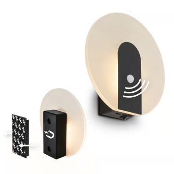 Briloner 3889015 - Nabíjateľné LED nástenné svietidlo s pohybovým a súmrakovým senzorom TARO LED/2,5W/5V 1800 mAh čierne