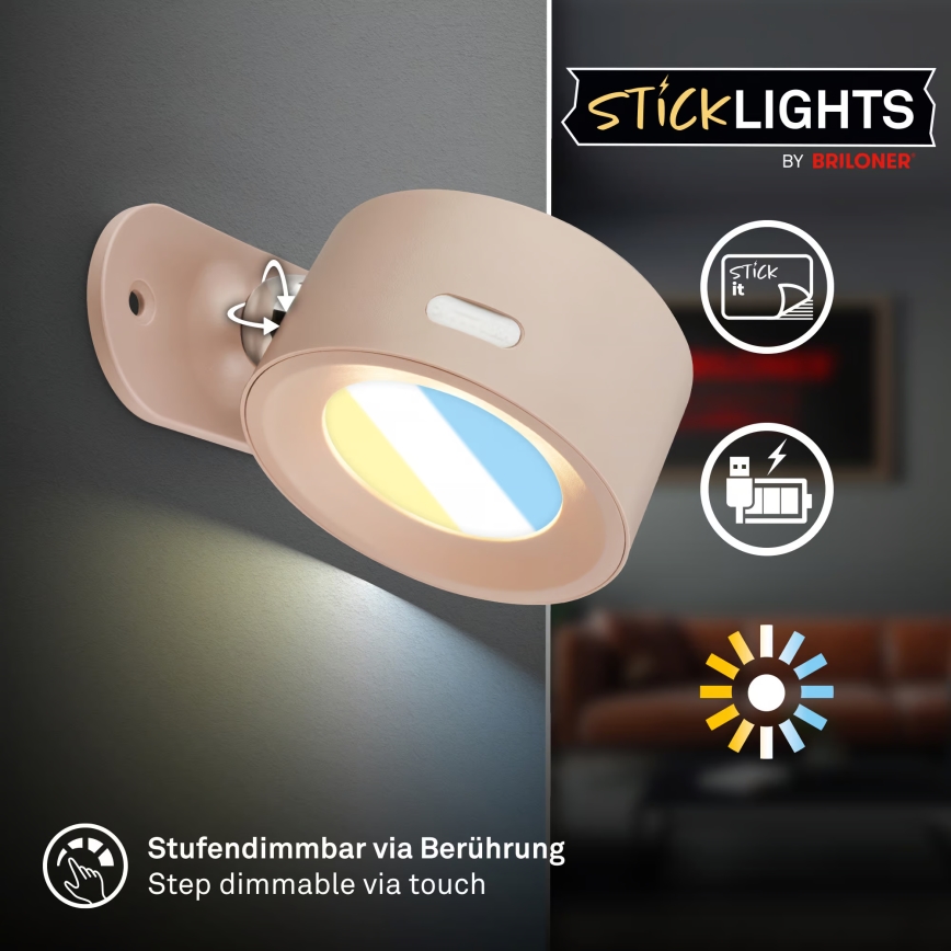 Briloner 3896011 - LED Stmievateľné nabíjacie nástenné svietidlo TARI LED/1,6W/5V 1500 mAh béžová