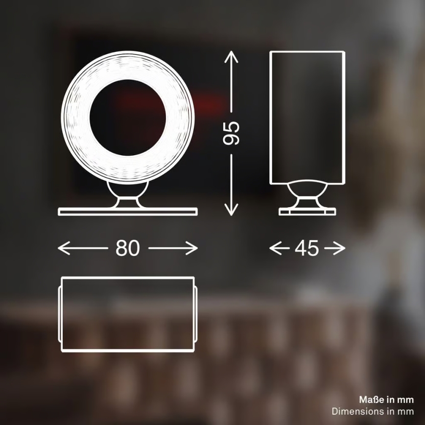 Briloner 3896015 - LED Stmievateľné Dobíjateľné Nástenné Svietidlo TARI LED/1,6W/5V 1500 mAh čierna